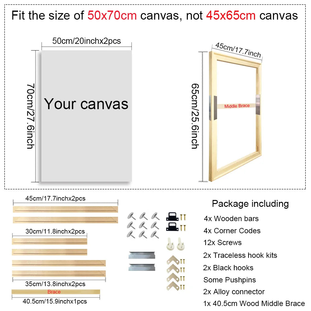 Wooden Canvas Frames – 30x40, 40x50, 50x70, 60x90cm for Photos, Oil Paintings & Diamond Painting Wall Art