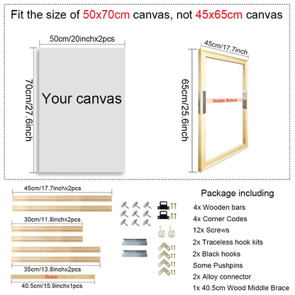 Wooden Canvas Frames – 30x40, 40x50, 50x70, 60x90cm for Photos, Oil Paintings & Diamond Painting Wall Art