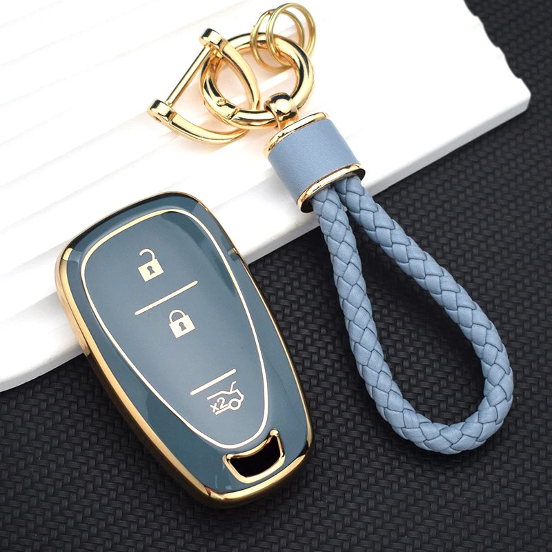 TPU Car Key Case Cover – Compatible with Chevrolet Malibu, Blazer, Traverse, Seeker, Onix, Equinox, Volt, Bolt, Trax, Orlando, Cruze, Spark, Sonic, Camaro