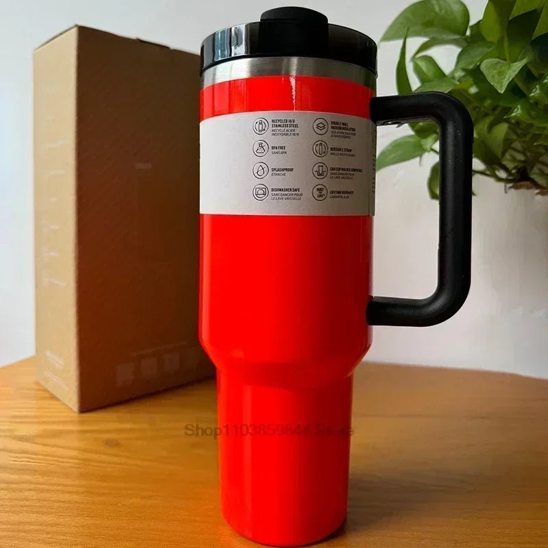 2025 New Stainless Steel Travel Mug with Handle & Straw Lid – 30oz/40oz Vacuum Insulated, Double Wall Thermal Iced Cup