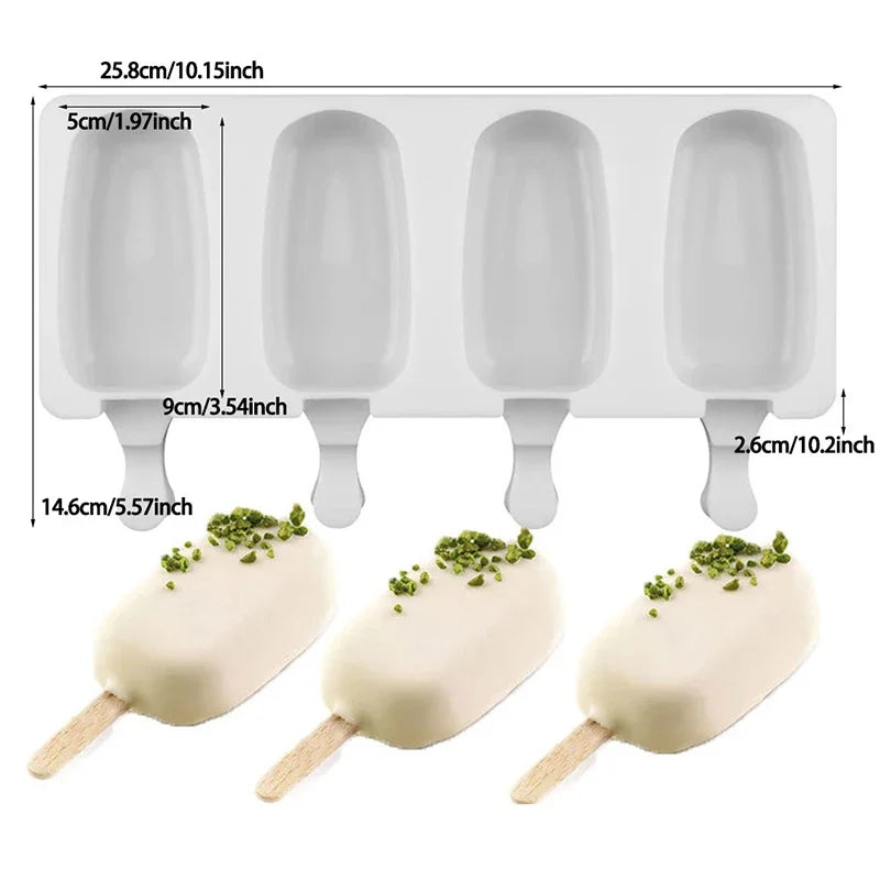 Silicone Ice Cream Popsicle Mold — DIY Homemade Dessert & Fruit Juice Cube Maker with Sticks