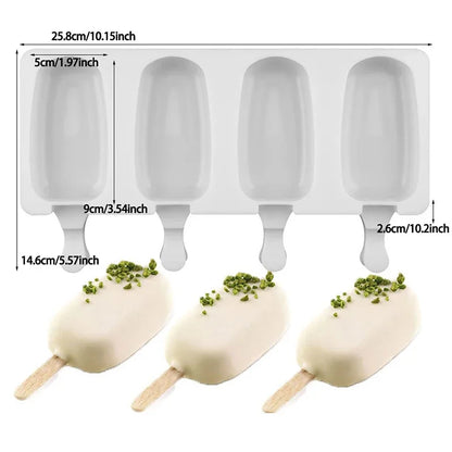 Silicone Ice Cream Popsicle Mold — DIY Homemade Dessert & Fruit Juice Cube Maker with Sticks