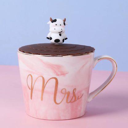 Cartoon 10cm Cute Silicone Cup Cover - Heat-Resistant, Leak-Proof, Dustproof Sealed Lid for Tea Cups
