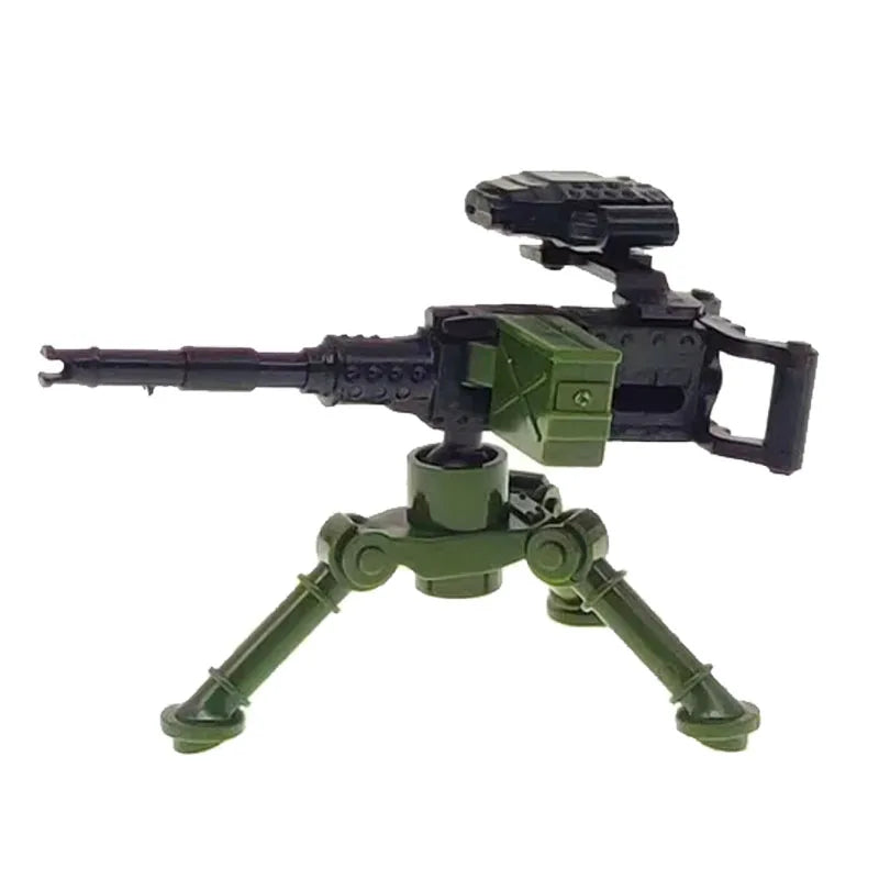 Military Building Blocks Soldier Set - Tactical Weapons Figures with Gatling Gun, Rifle, Mortar & Accessories Toy Kit