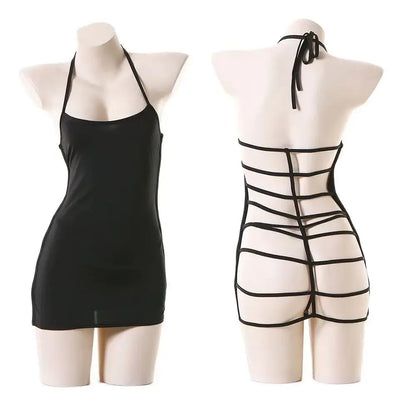 See-Through Mini Dress — Sexy Lace Lingerie, Transparent Women’s Suspender Dress for Night Club & Erotic Wear