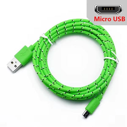 2.4A Micro USB Cable – Nylon Braided 0.5m/1m/2m/3m for Data Sync & Charging, Compatible with Samsung, Huawei, Xiaomi, Android