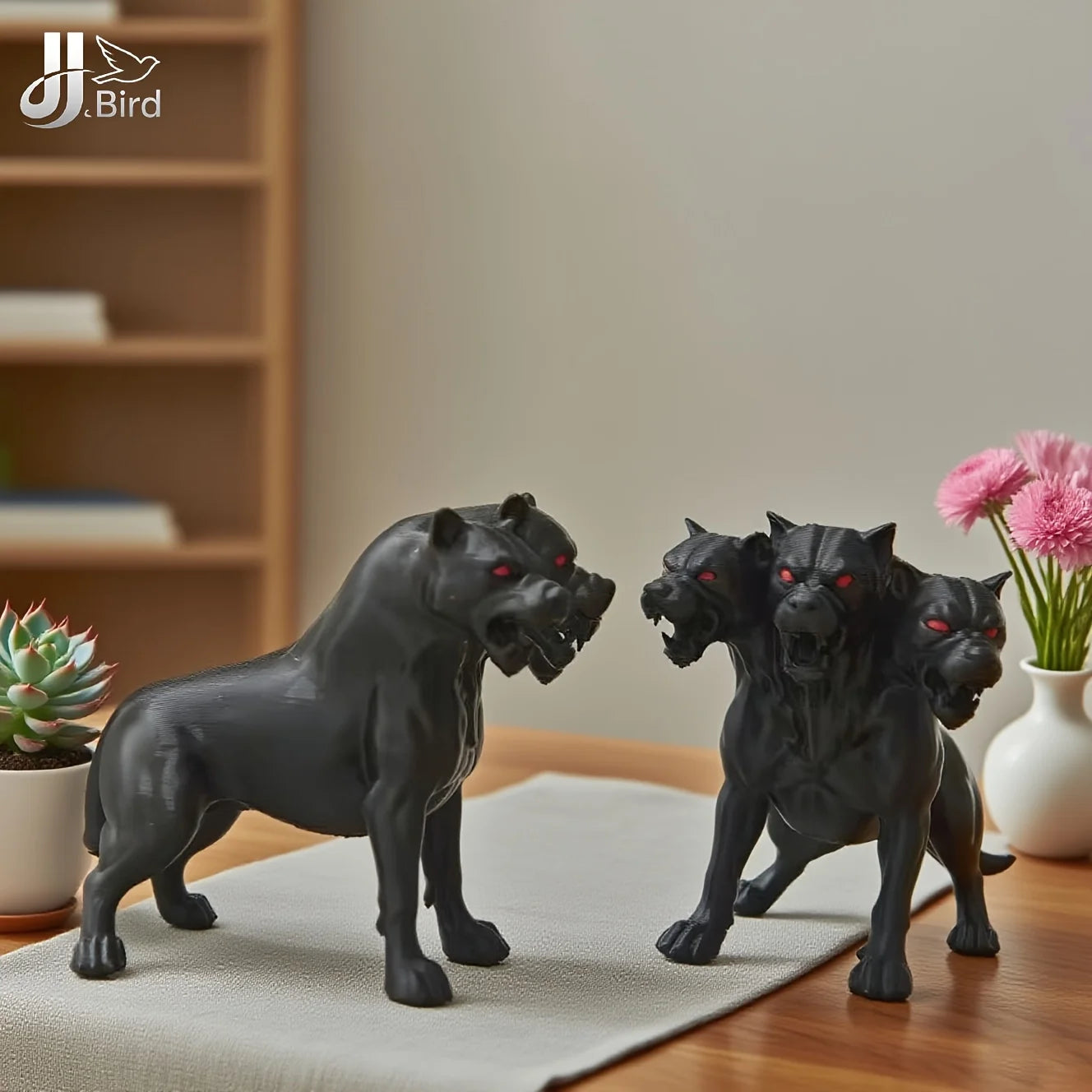 Gothic Three-Headed Dog Statue — Scary Black Ornament for Halloween & Thanksgiving, Indoor/Outdoor Decoration