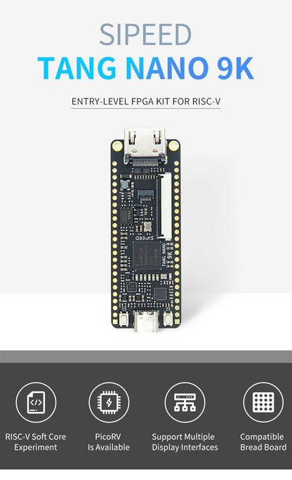 Sipeed Tang Nano 9K FPGA Development Board – GOWIN GW1NR-9 RISC-V with HDMI Output