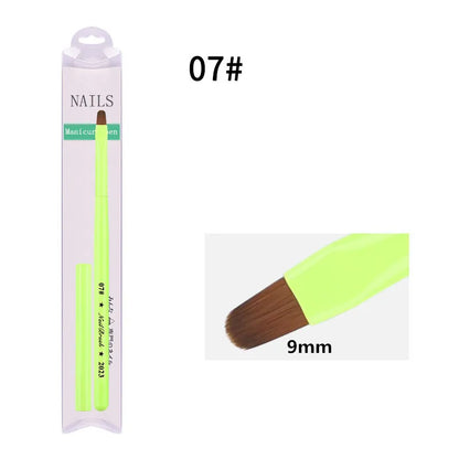 Green Nail Art Brush - Gel Polish, Acrylic, UV Extension & Nail Painting Detail Brush