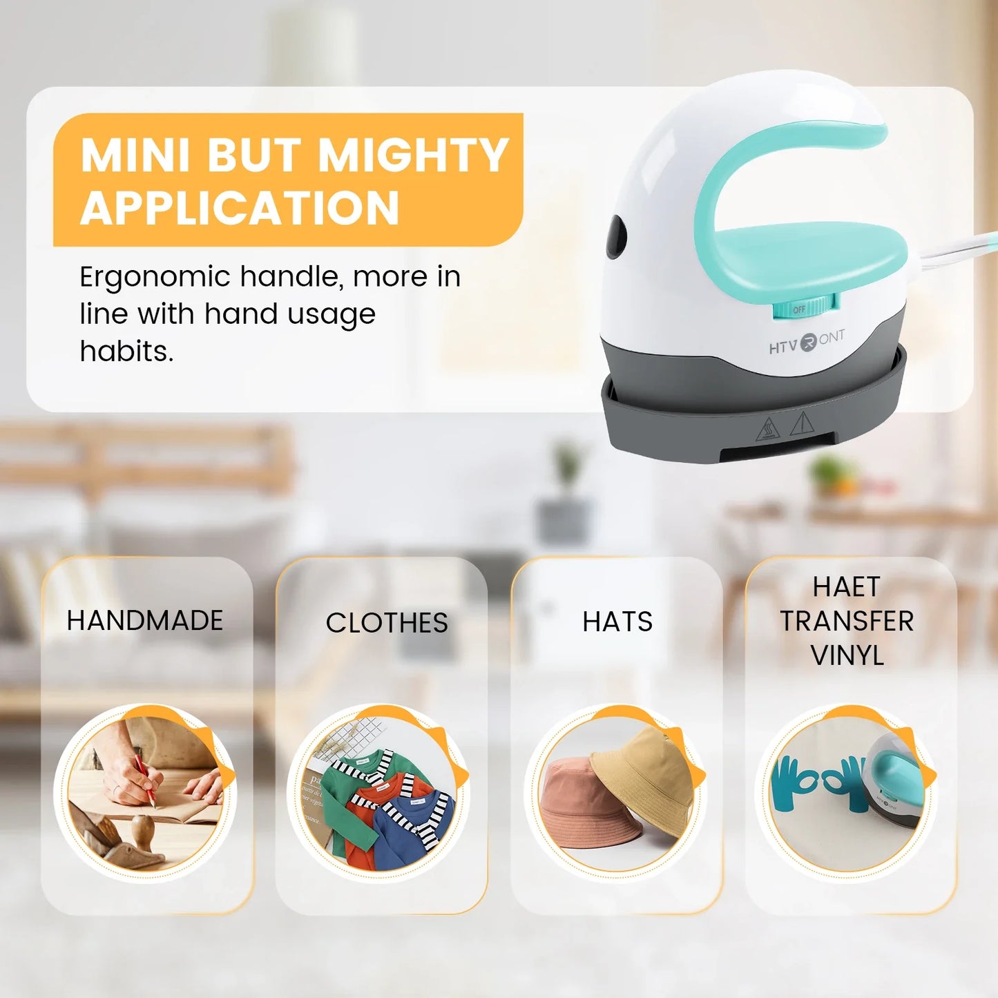 HTVRONT H1 Mini Heat Press Machine – DIY Auto Heating Transfer for T-Shirts, Bags, Shoes & Hats