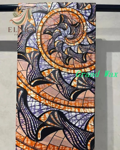 African Golden Glitter Wax Fabric - Soft Cotton Ankara Batik Print Material for Uniforms