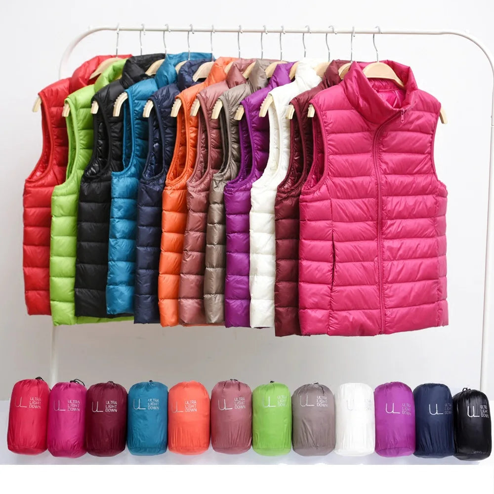 2024 Women's Ultra-Light Down Vest – Slim Sleeveless, Portable & Windproof Lightweight Waistcoat for Girls