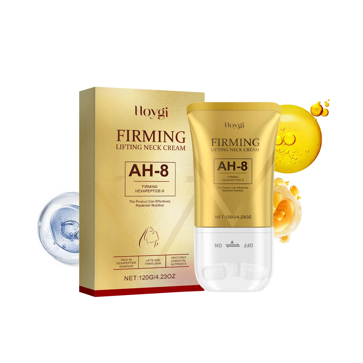 AH-8 Firming Neck Cream - Hexapeptide and Hyaluronic Acid Moisturizer for Hydrated, Smoother-Looking Skin