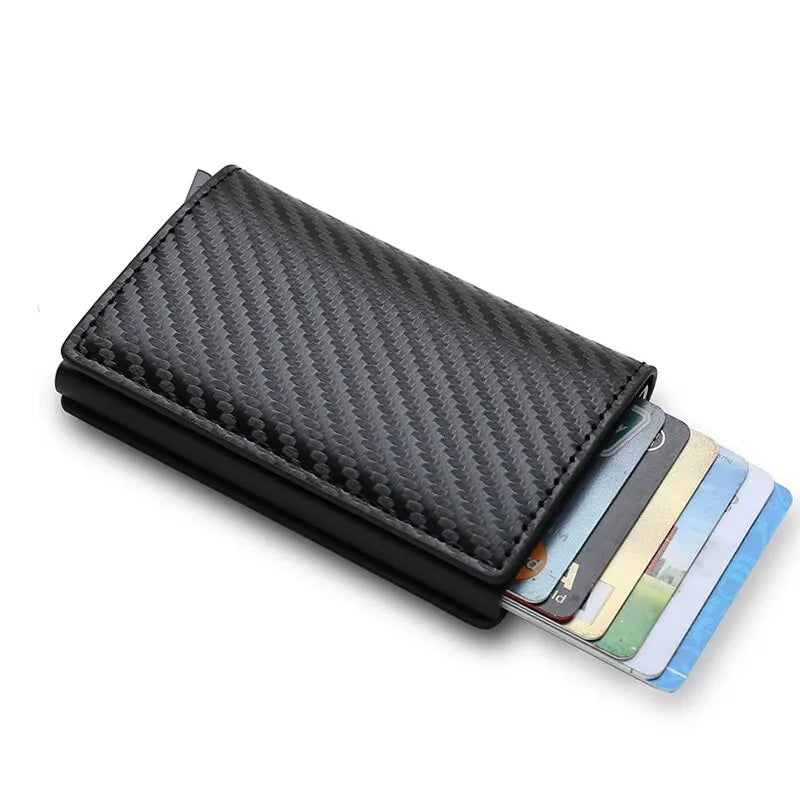 RFID Aluminum Men's Wallet - Carbon Fiber Business Slim Thin Smart Wallet Credit Cardholder Case with Note Holder