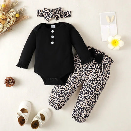 Newborn Baby Girls Clothes Set – Pink Ruffle Top & Heart Print Bow Trousers, Princess Casual Outfit for Infants