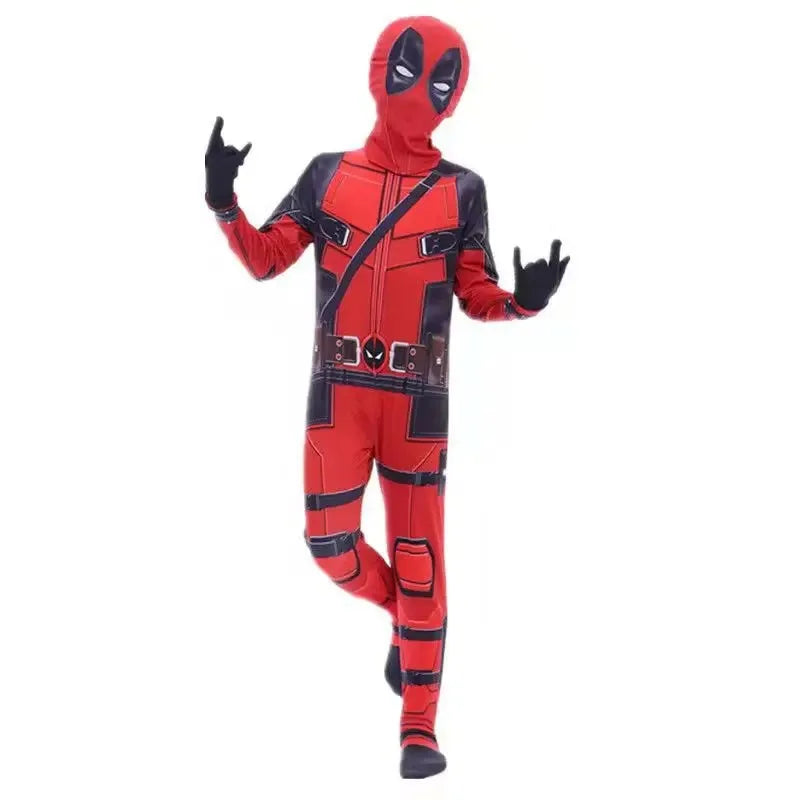 Halloween Hero Bodysuit - Stretchy Full-Body Jumpsuit with Head Cover for Cosplay Parties