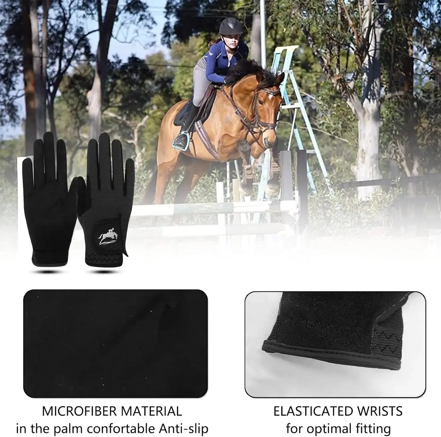 Women’s Equestrian Horse Riding Gloves — Lightweight, Breathable Mesh, Comfortable Grip, All-Weather Color Pack