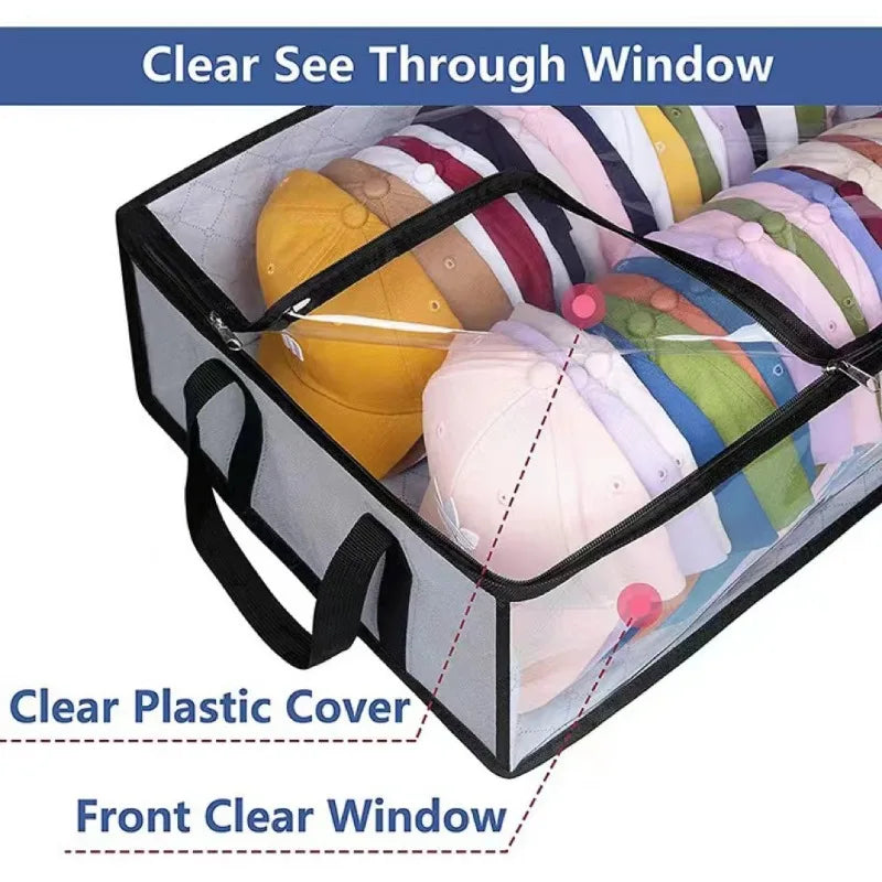 Collapsible Baseball Cap Storage Box - Large Capacity Multifunctional Hat Bag, Holds 40 Hats, Ideal for Dormitory and Bedroom
