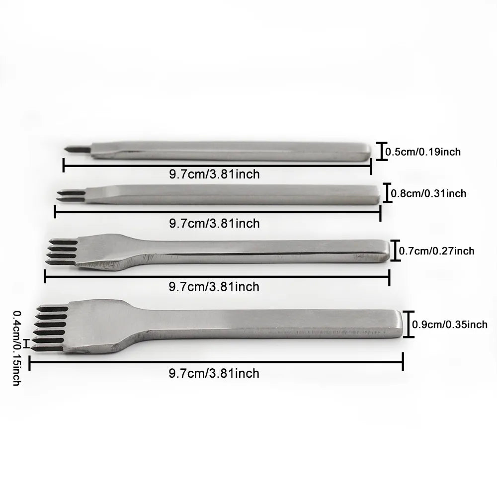 Leather Hole Punch Tool - 3/4/5/6mm Spacing Punch for Lacing, Stitching, and Sewing - DIY Leather Craft Tools with 1/2/4/6 Prong Options