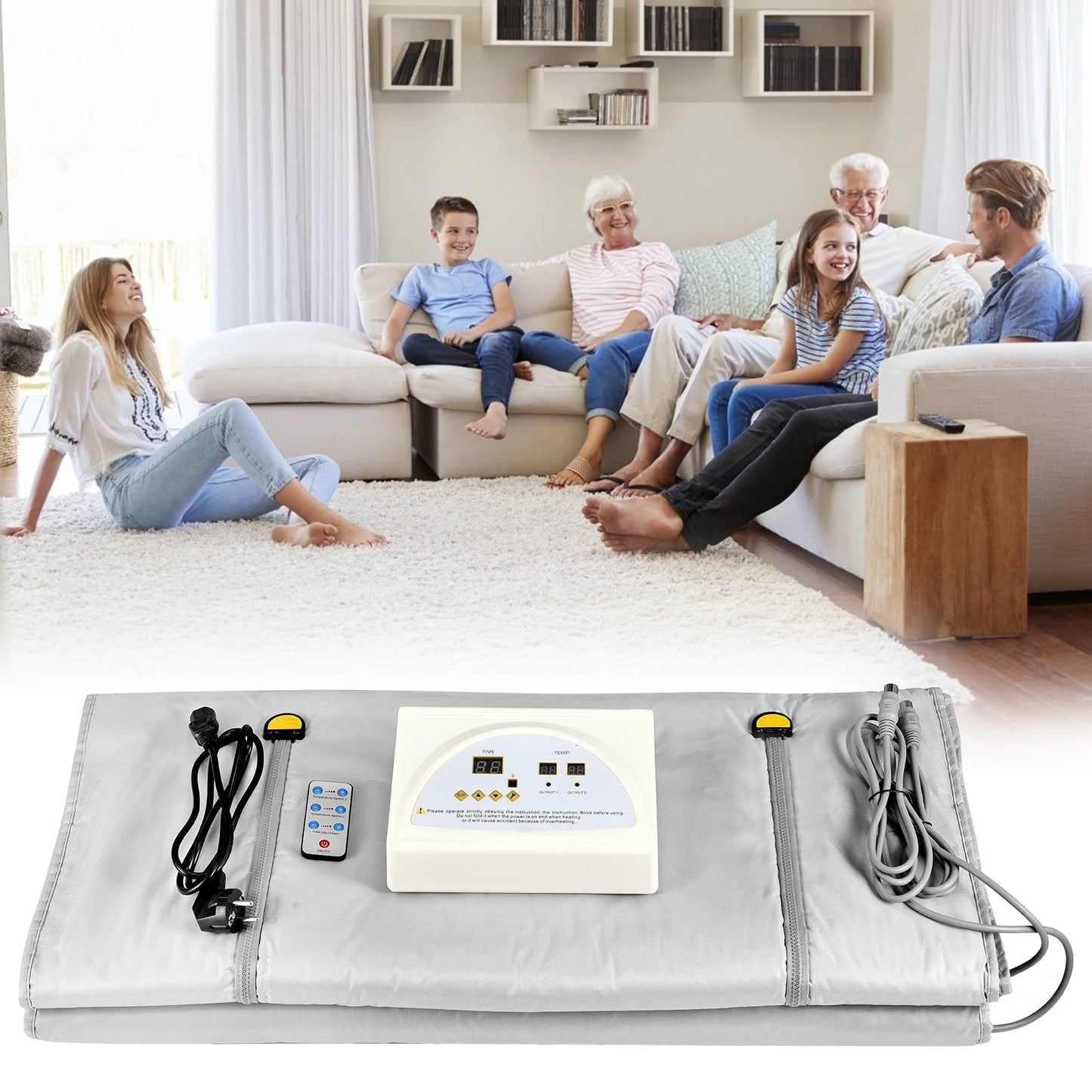 Professional Infrared Sauna Blanket – Slimming Heating Blanket with Zipper Design for Weight Loss & Detox, 180x80cm Home Spa