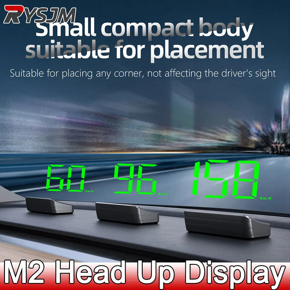 M2 Head-Up Display Digital Speedometer GPS HUD – Plug & Play Windshield Projector with Large KMH Font for All Cars