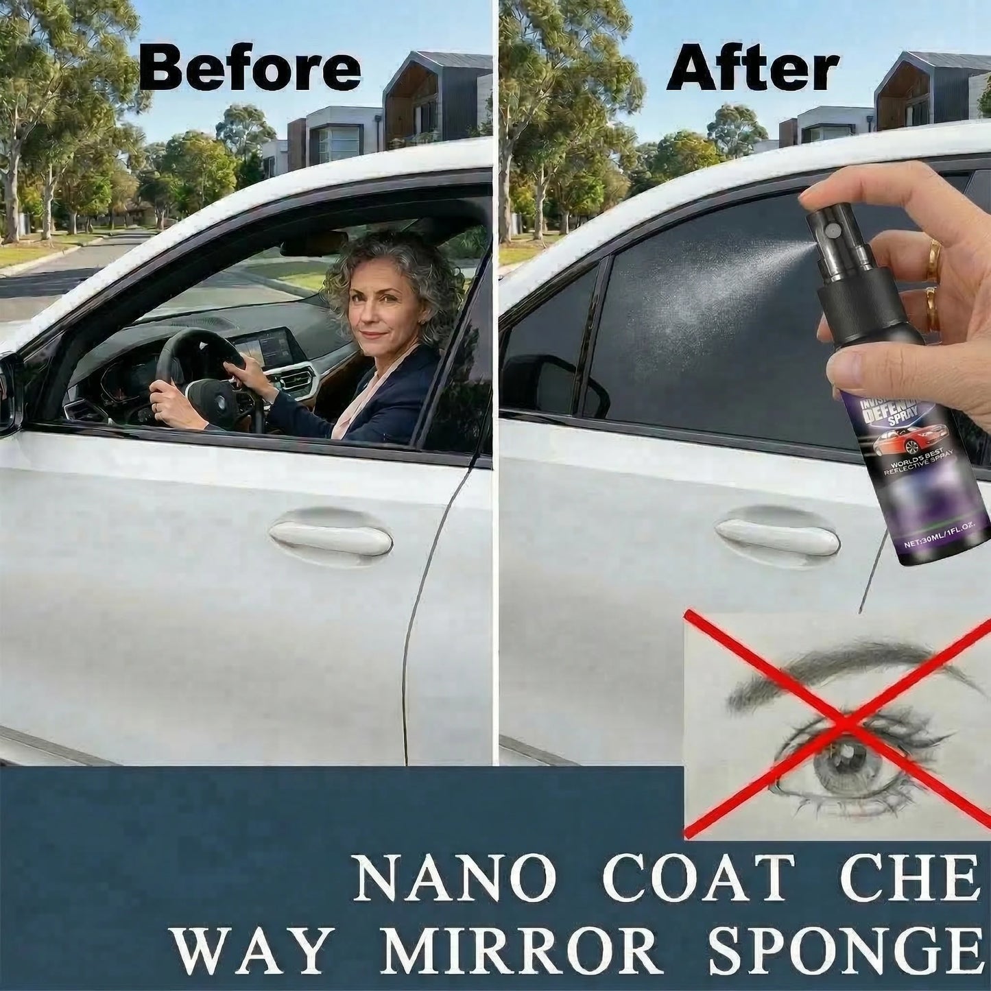 Car Windshield Anti-Spy Privacy Spray – One-Way Glass Protection, Anti-Peeping, Anti-Dust & Stain Cleaner for All Car Windows