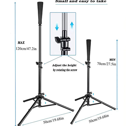 Adjustable Baseball Batting Tee – Portable Foldable Tripod Stand for Hitting Practice, Kids & Adults