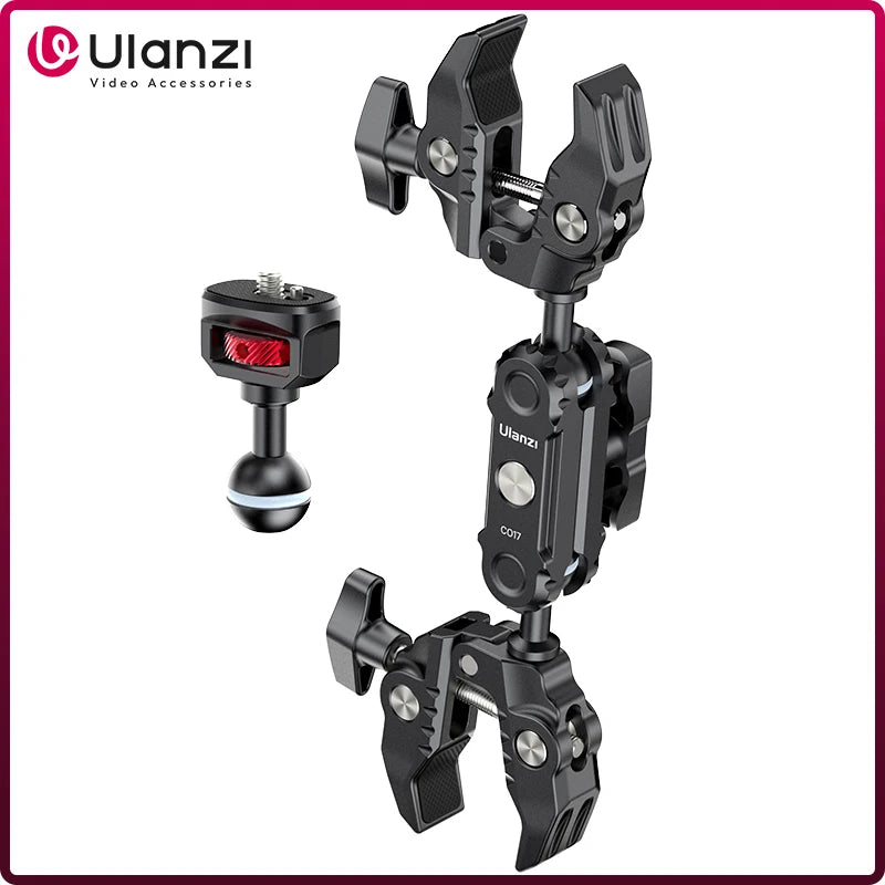 Ulanzi CO17 Super Clamp with 360° Dual-Head Magic Arm & Arri Adapter for Panoramic Camera, LED Light, and Umbrella