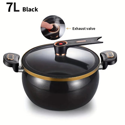Chubby Micro Pressure Pot - 7L Large Capacity 26cm Non-Stick Multi-Function Stew Pot for Gas & Induction Cookers