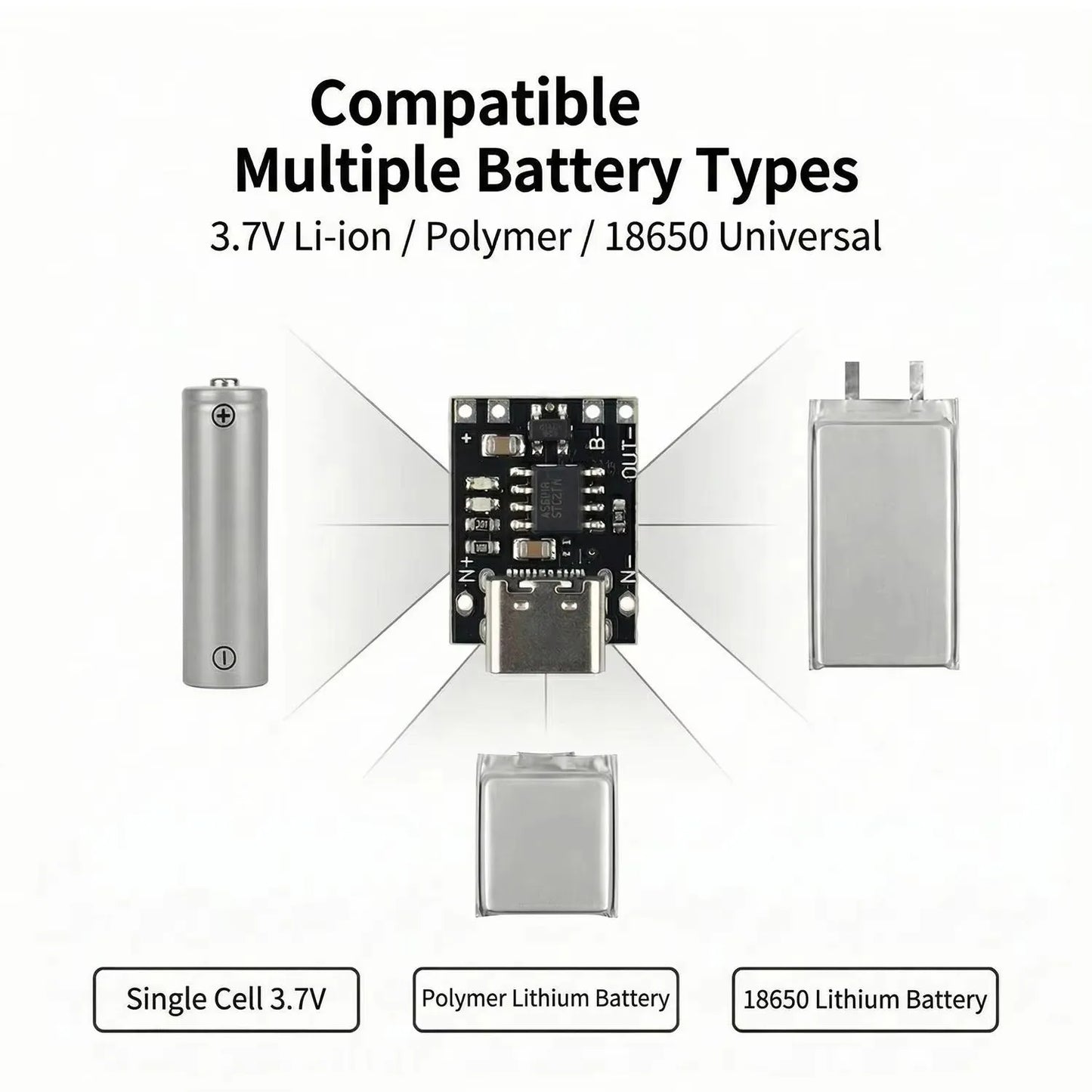TP4056 3.7V Lithium Battery Charging Board - Type-C USB Li-ion Charger Module with Protection Circuit