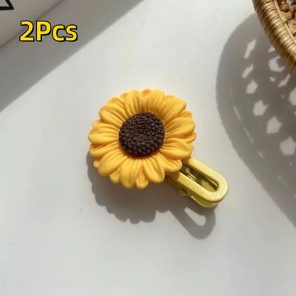 4Pc Strawberry Chocolate Bunny Hairpins - Cute Cartoon Plastic Hair Accessories for Girls & Women