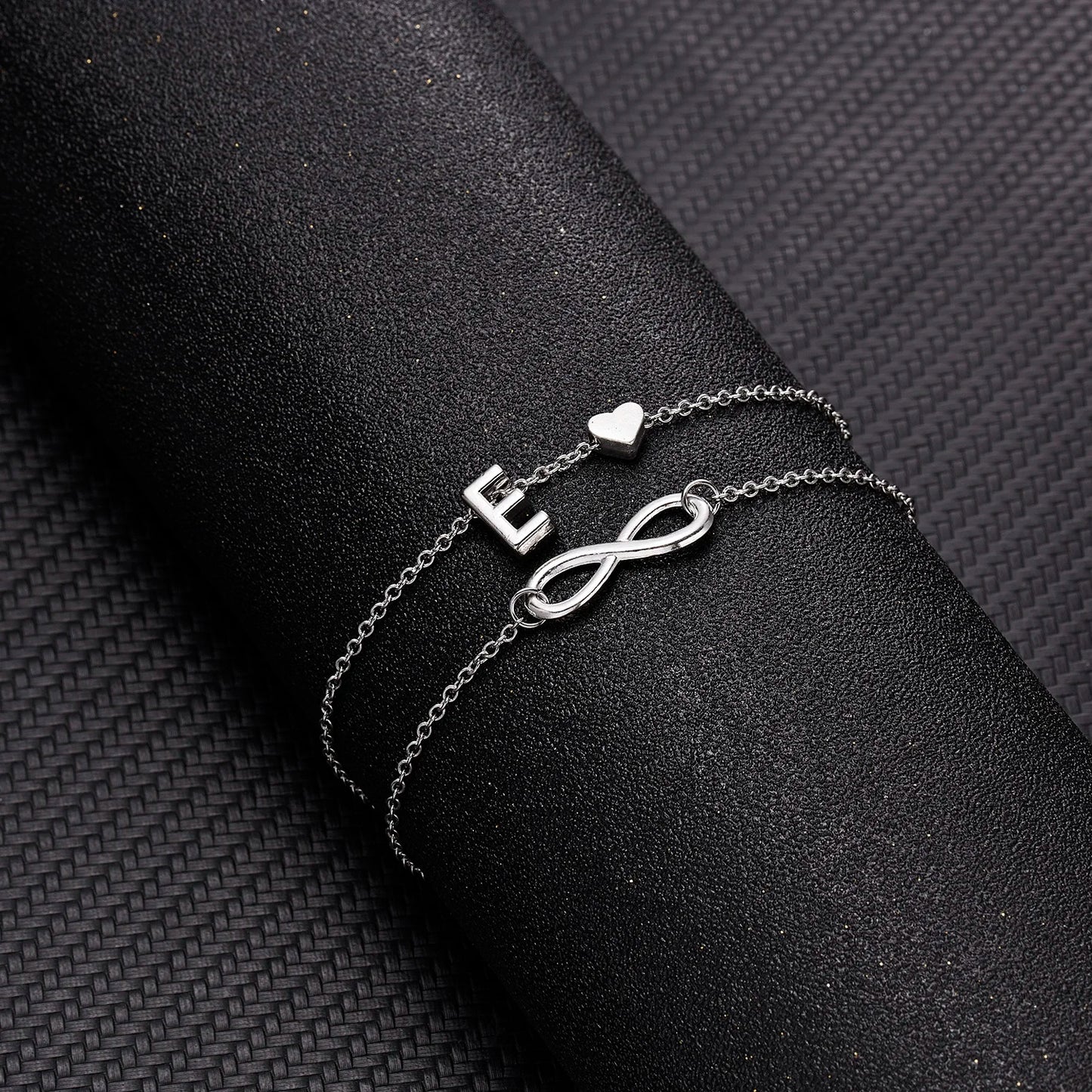 Bohemia A-Z Letter Initial Anklet for Women - Silver Heart Initial Anklet Bracelet, Beach Party & Travel Foot Jewelry