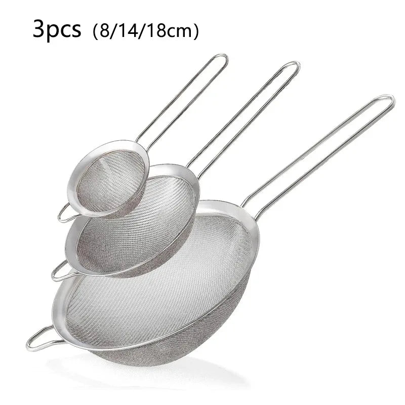 Stainless Steel Mesh Sieve Slotted Spoon – Kitchen Strainer for Baking, Pastry, Oil, and Flour Sifting