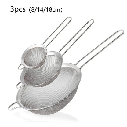 Stainless Steel Mesh Sieve Slotted Spoon – Kitchen Strainer for Baking, Pastry, Oil, and Flour Sifting