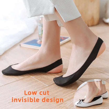 3 Pairs Women's Invisible Non-Slip Boat Socks – Ice Silk, Half-Palm, High Heel Liner Socks for Summer