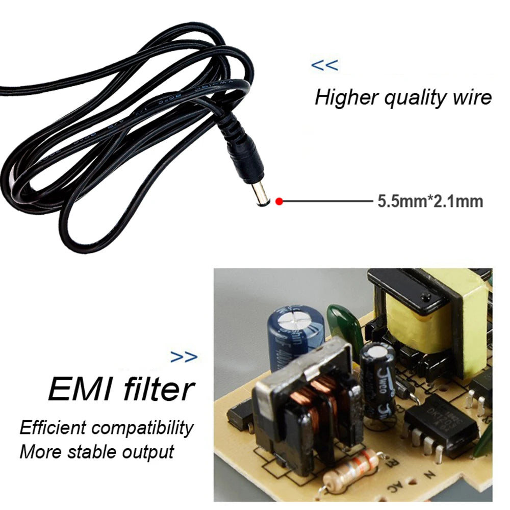 12V 3A AC/DC Power Adapter - EU Plug Power Supply for CCTV Cameras, DVR, NVR, IP, AHD, TVI & CVI Systems