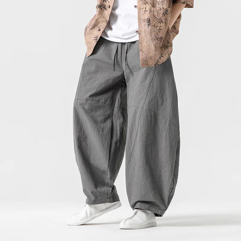 Men’s Spring Loose Harem Pants – Linen Oversized Sweatpants, High-Quality Casual Brand Trousers