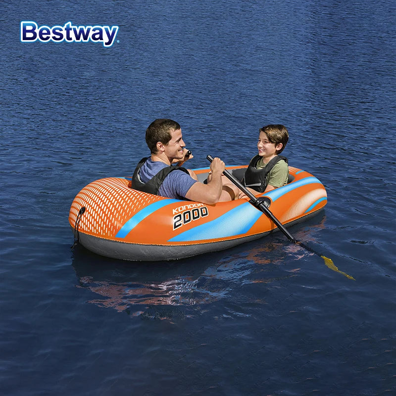 Bestway 61136/61140/61142/61146 Heavy-Duty Inflatable Kayak – 1-3 Person PVC Rafting Boat for Adventure & Thrilling Rides