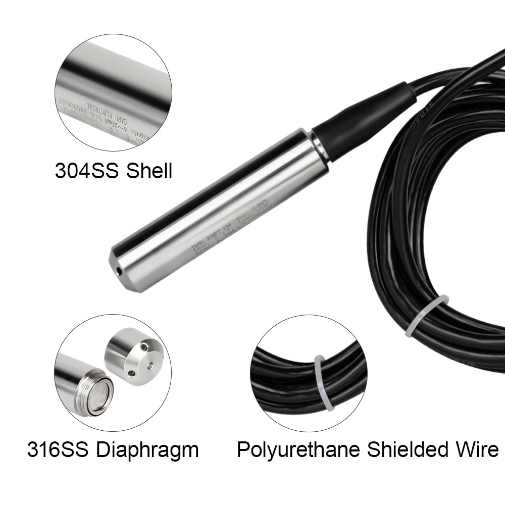 Level Sensor Transmitter – 4-20mA, 0-5V, 0-10V RS485 Output Liquid Level Probe Detector with Float Switch Controller
