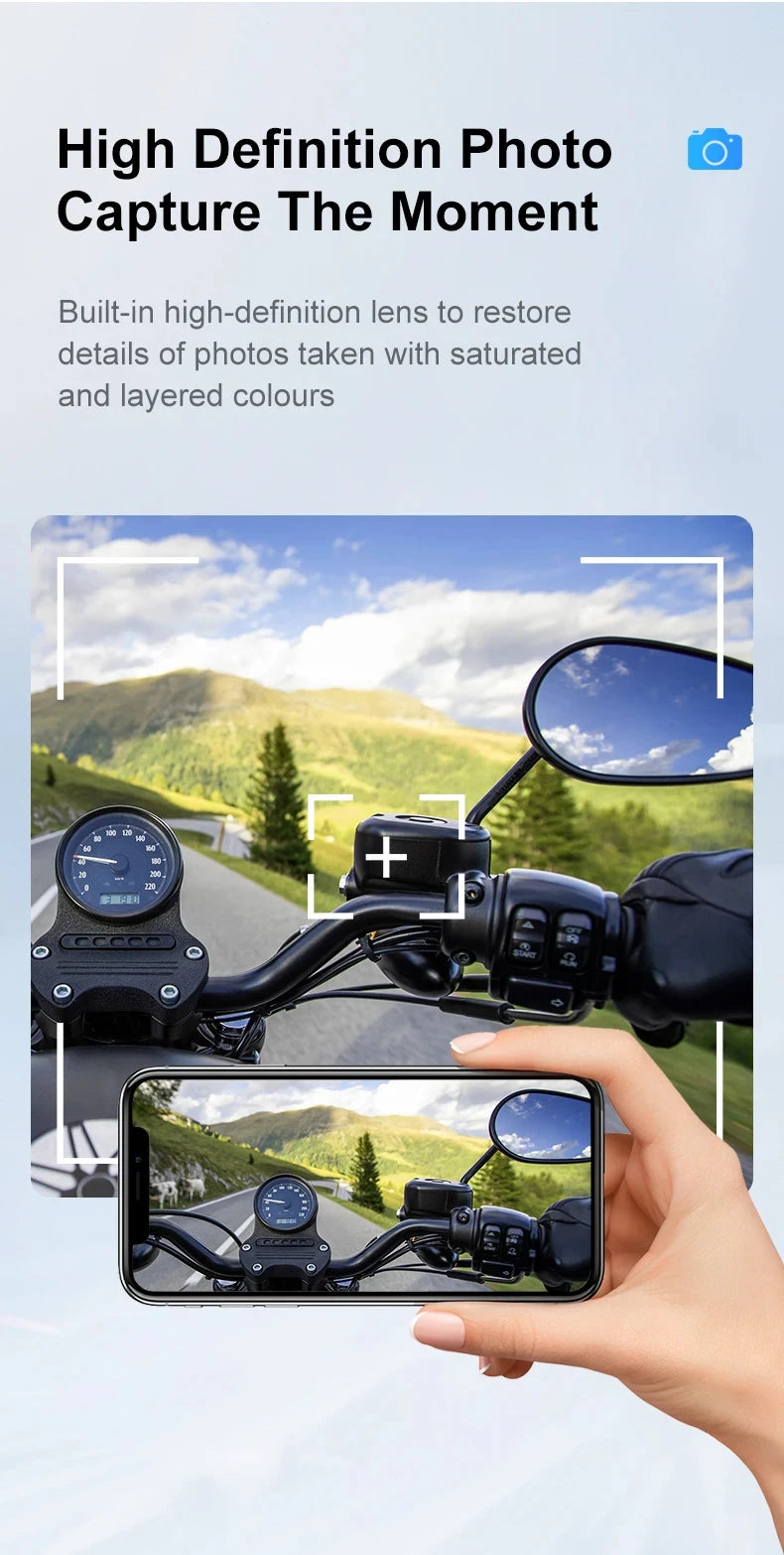 Motorcycle Bluetooth Helmet Headset BT5.3 - HD 1080P Driving Recorder, Wireless Camera & Call Headset with Hard Disk Video Recorder