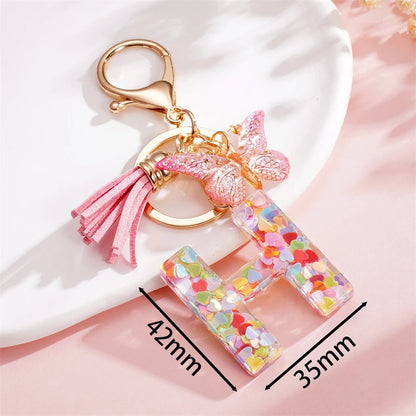 A-Z Letter Pendant Keychain - Tassel Key Ring Charm for Women & DIY Jewelry Making