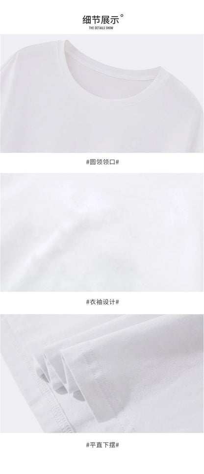 2PCS Unisex 100% Cotton White T-Shirts – Casual Loose Fit Short Sleeve Breathable Tees for Men & Women