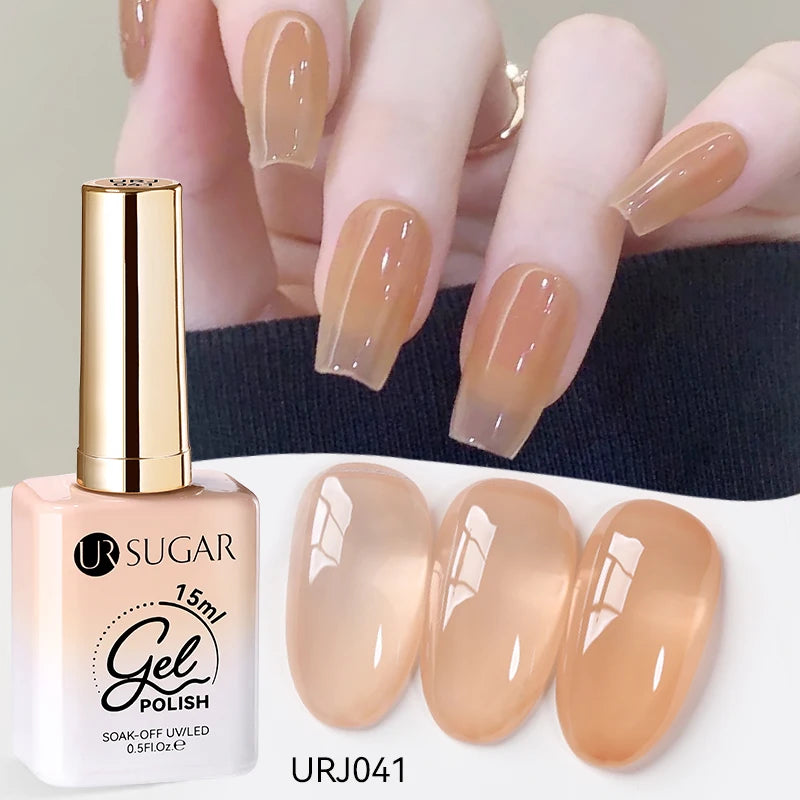 UR SUGAR 15ml Jelly Milky White Gel Polish – Translucent UV Soak Off Nail Art Varnish Semi-Permanent Fashion Nail Color