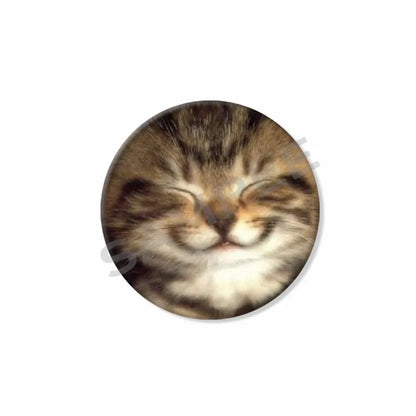 50mm Tinplate Cat Meme Button Pins – Funny Round Brooch Lapel Badge for Hats, Bags & Kids Gifts