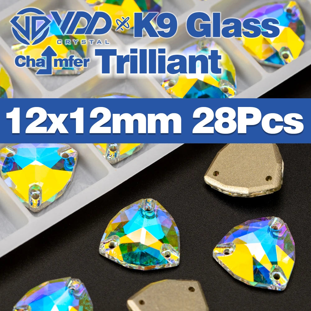AAAAA K9 Glass Sew-On Rhinestones - AB Crystal Flatback Stones for Wedding Dress & Clothing Accessories