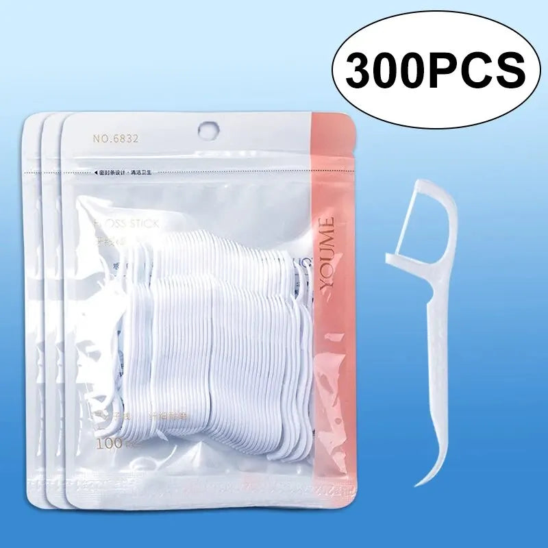 100/300/500PCS Disposable Dental Floss Sticks - Interdental Cleaning for Daily Oral Care, Portable Flosser