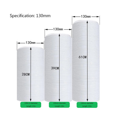 130/150mm Telescopic AC Exhaust Hose – Flexible Duct Extension Pipe for Mobile Air Conditioner Ventilation