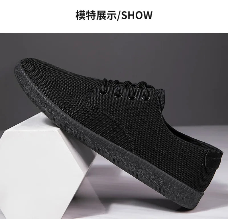 Men’s Canvas Casual Sneakers — Lightweight Slip-On Vulcanized Flats & Loafers, Comfortable Trainers Shoes