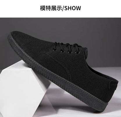 Men’s Canvas Casual Sneakers — Lightweight Slip-On Vulcanized Flats & Loafers, Comfortable Trainers Shoes