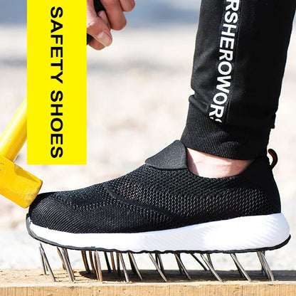 Summer Mesh Work Sneakers – Lightweight, Steel Toe Safety Shoes for Men & Women, Breathable Construction Work Boots